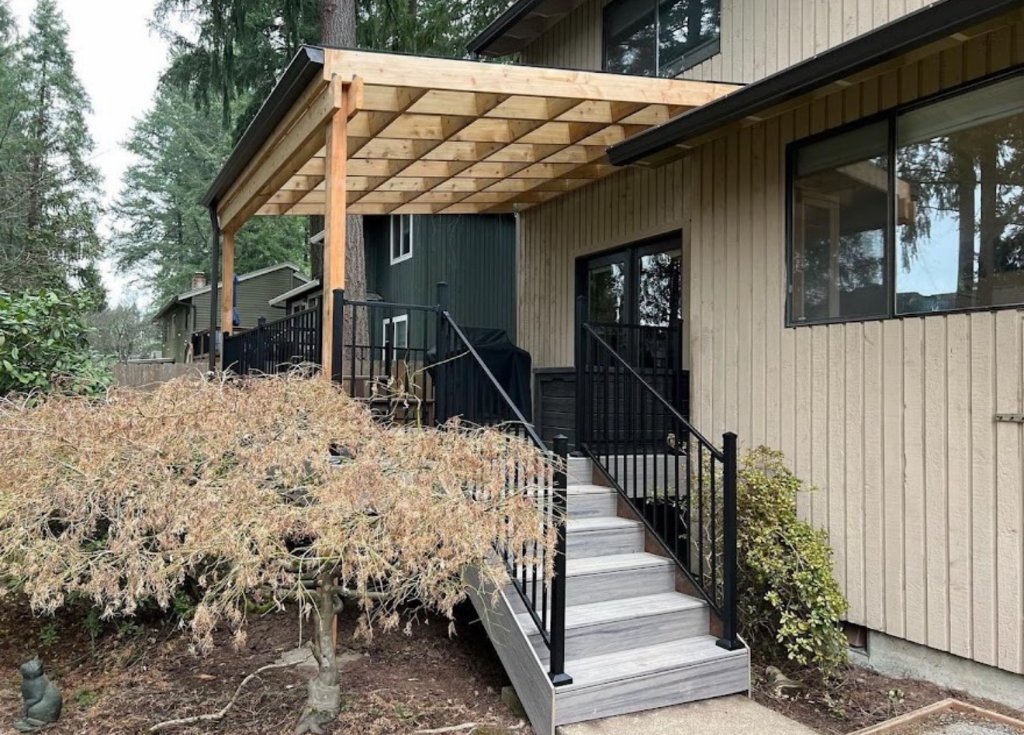Decking - Pergola Stairs Side View