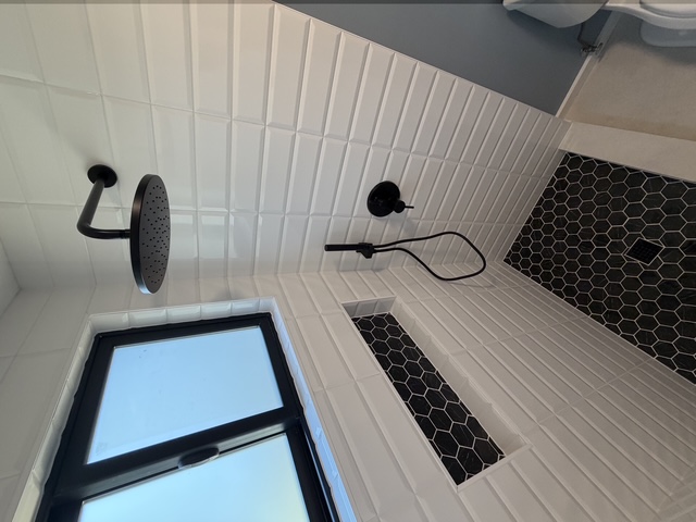 Bathroom Remodel - Black Shower Head Subway Tile