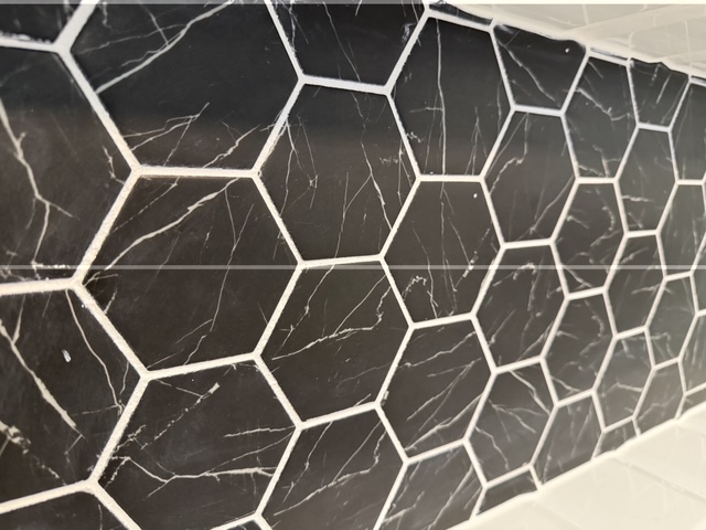 Bathroom Remodel - Black Marble Hex Floor Tile