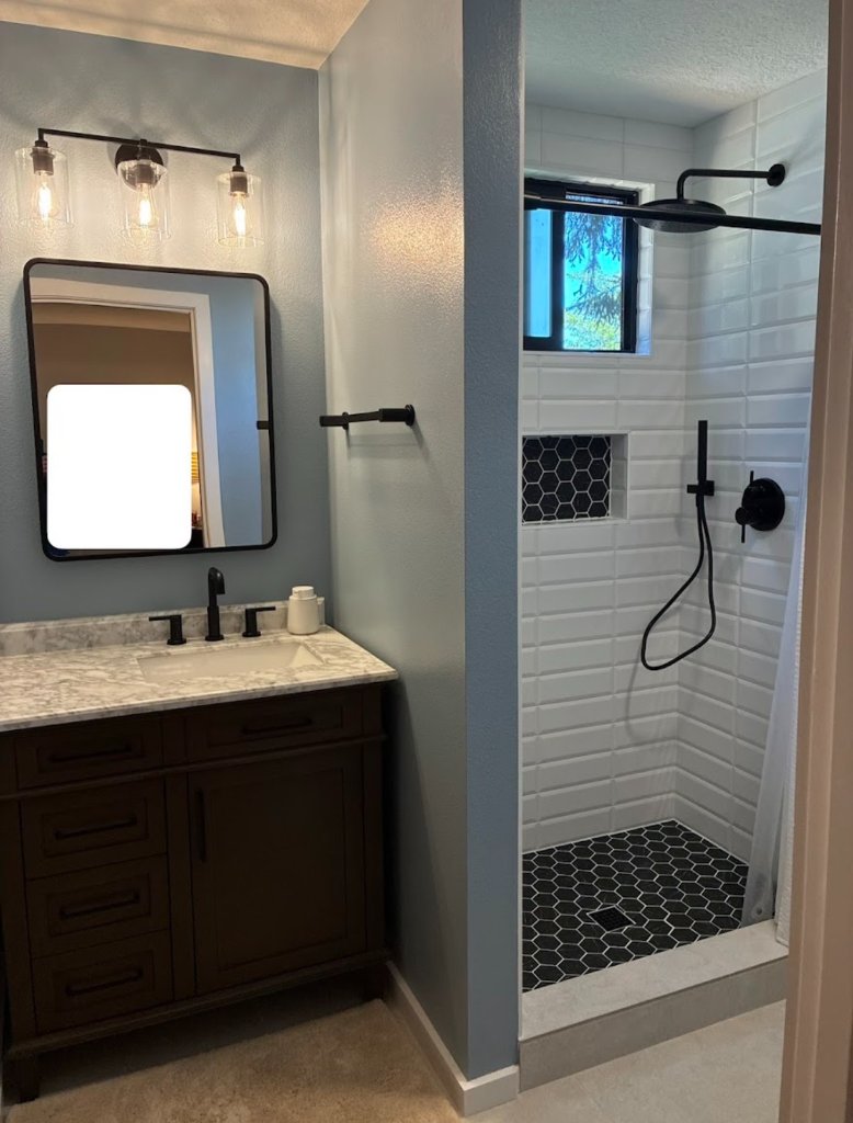 Bathroom Remodel - Blue Wall Shower
