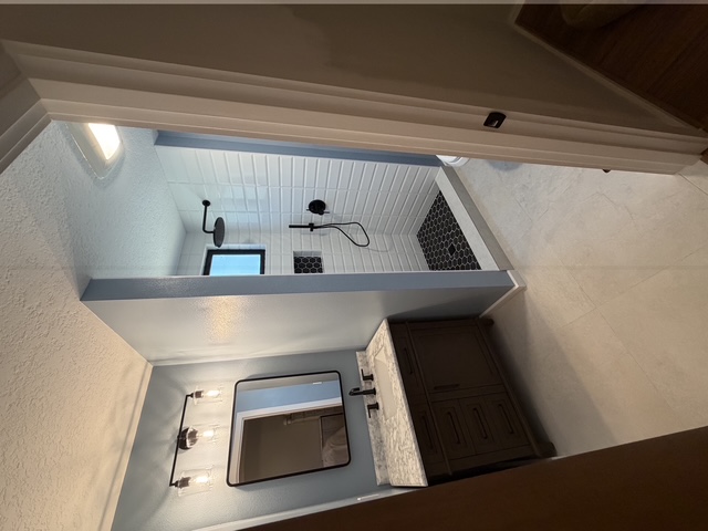 Bathroom Remodel - White Subway Black Hex Shower