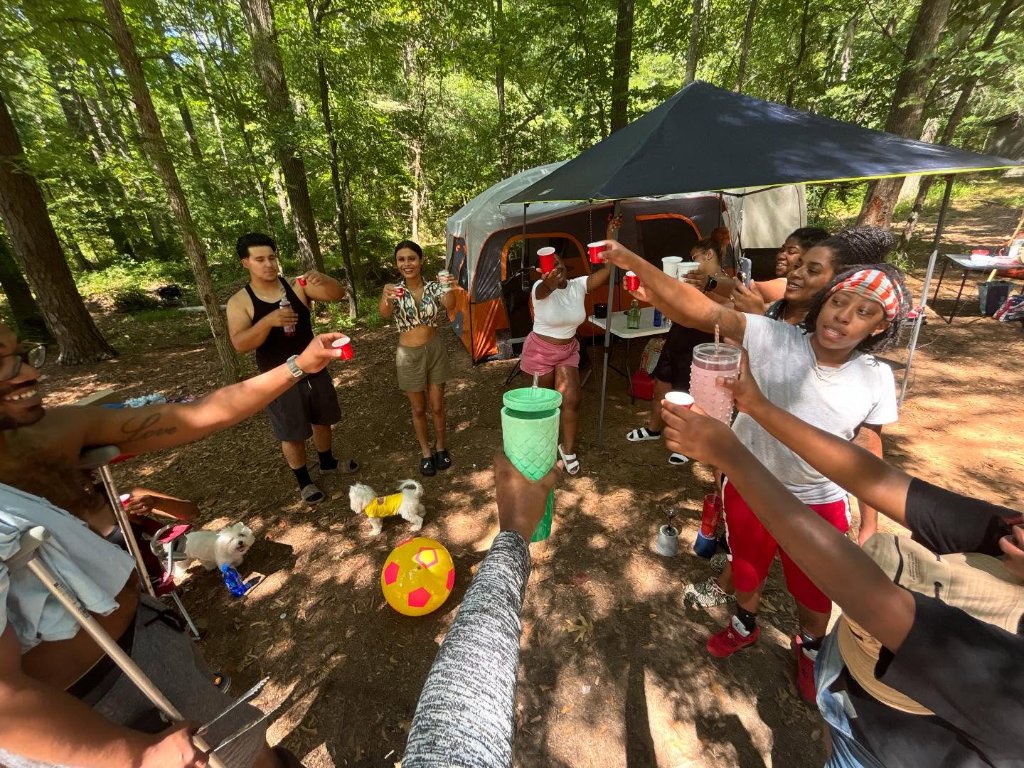 Cheers with the crew