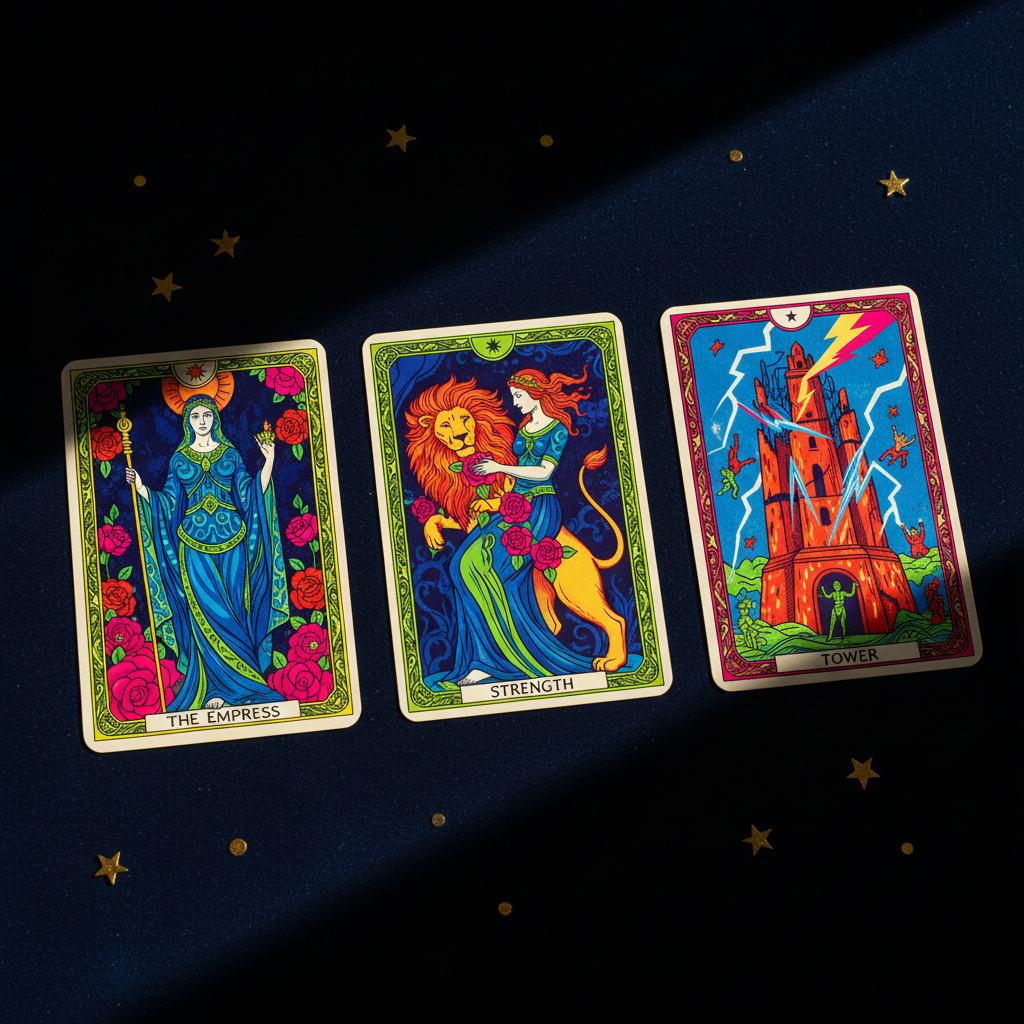 Tres cartas de tarot en una lectura