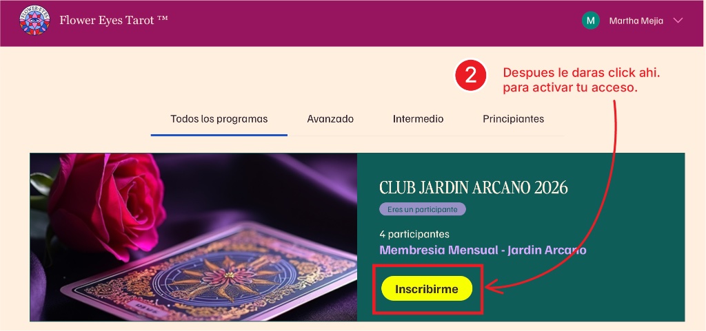 Paso 2 - Club Jardín Arcano 2026 Inscribirme