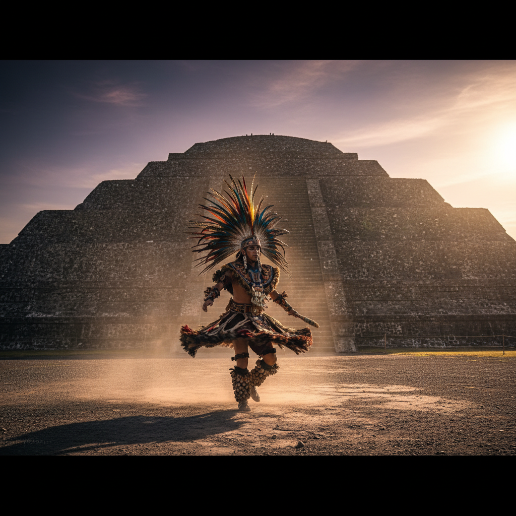 Cultural Rituals — Conchero dancer, Teotihuacán