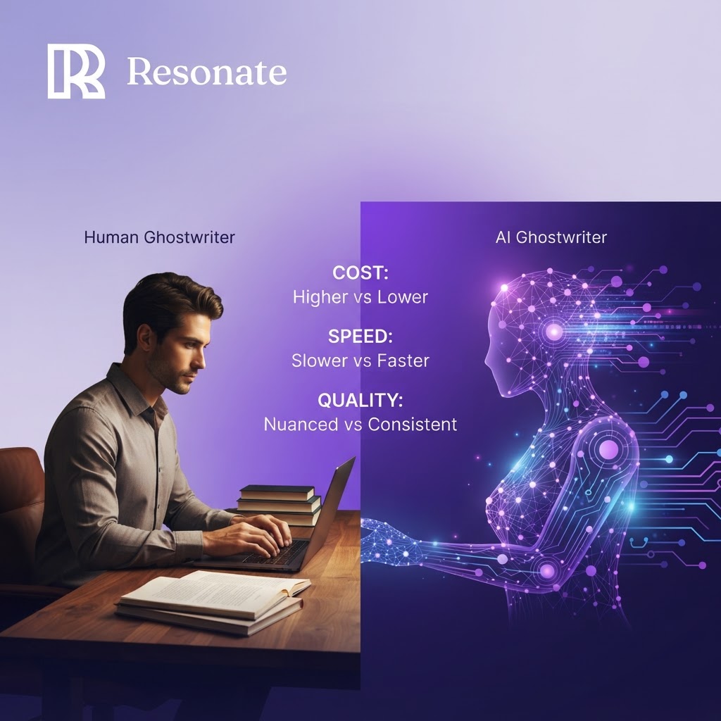 Human ghostwriter vs AI ghostwriter compared on cost, speed and quality - Resonate