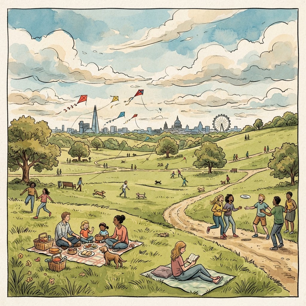 Illustration of relaxing on Blackheath heath