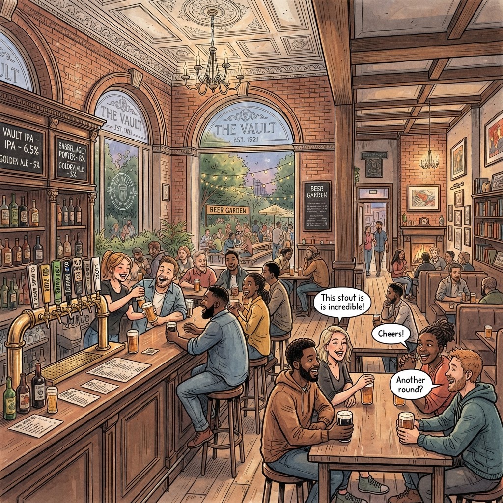 Illustration of The Green Goddess craft beer pub