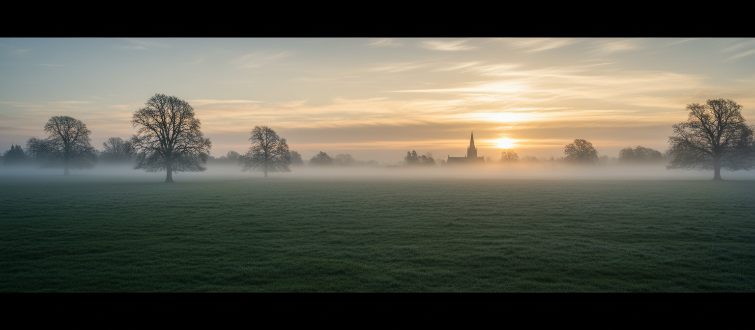 Blackheath common at dawn with morning mist