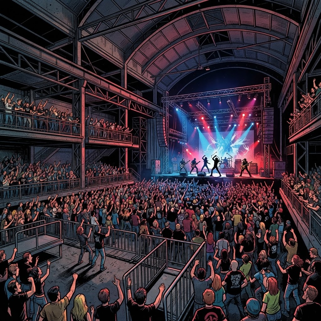 Graphic novel illustration of Magazine London event venue
