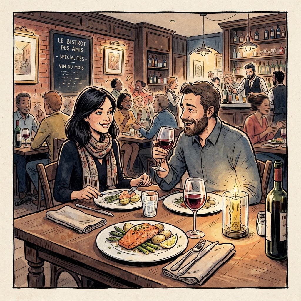Illustration of dining at a Blackheath restaurant