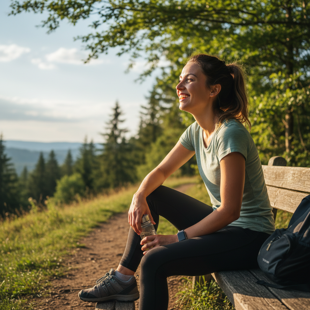 Active woman smiling outdoors