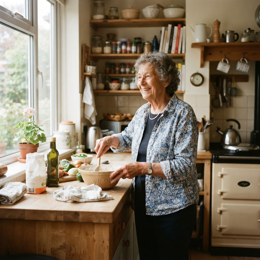 Elderly woman in kitchen