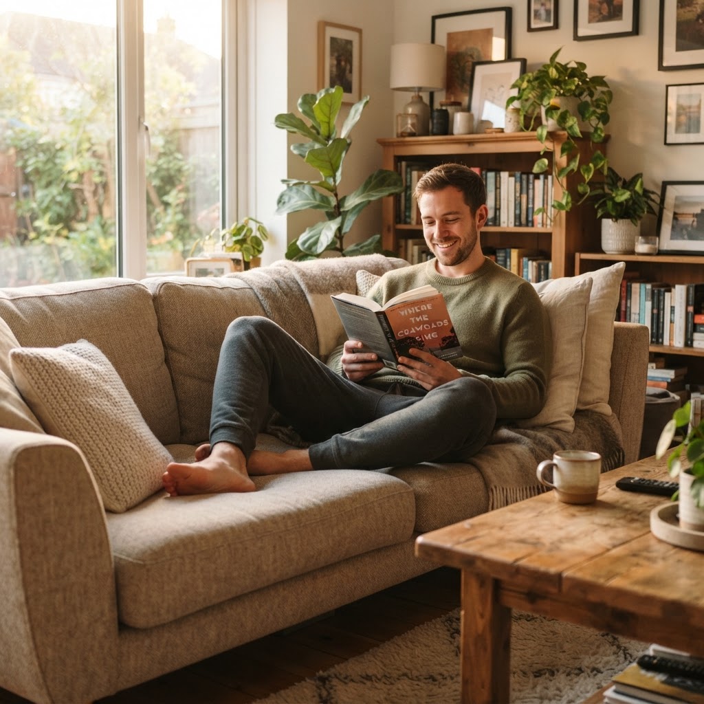 Man relaxing on sofa