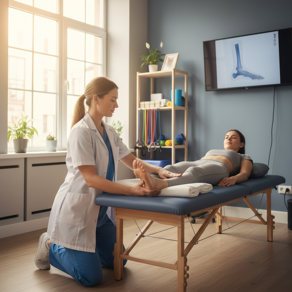 Physical therapist treating a patient