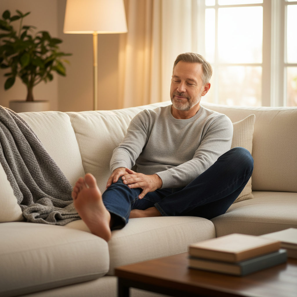 Man relaxing on a couch