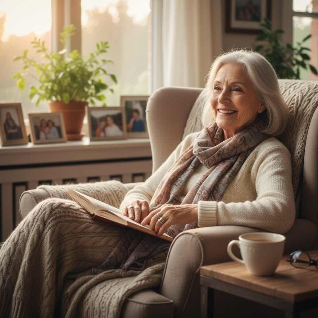 Senior woman relaxing at home