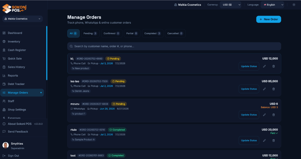 Manage Orders screenshot 1