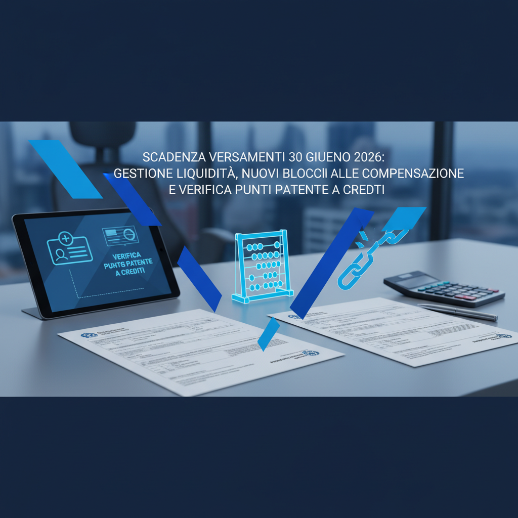 Scadenza Versamenti 30 Giugno 2026: Gestione Liquidità, Nuovi Blocchi alle Compensazioni e Verifica Punti Patente a Crediti