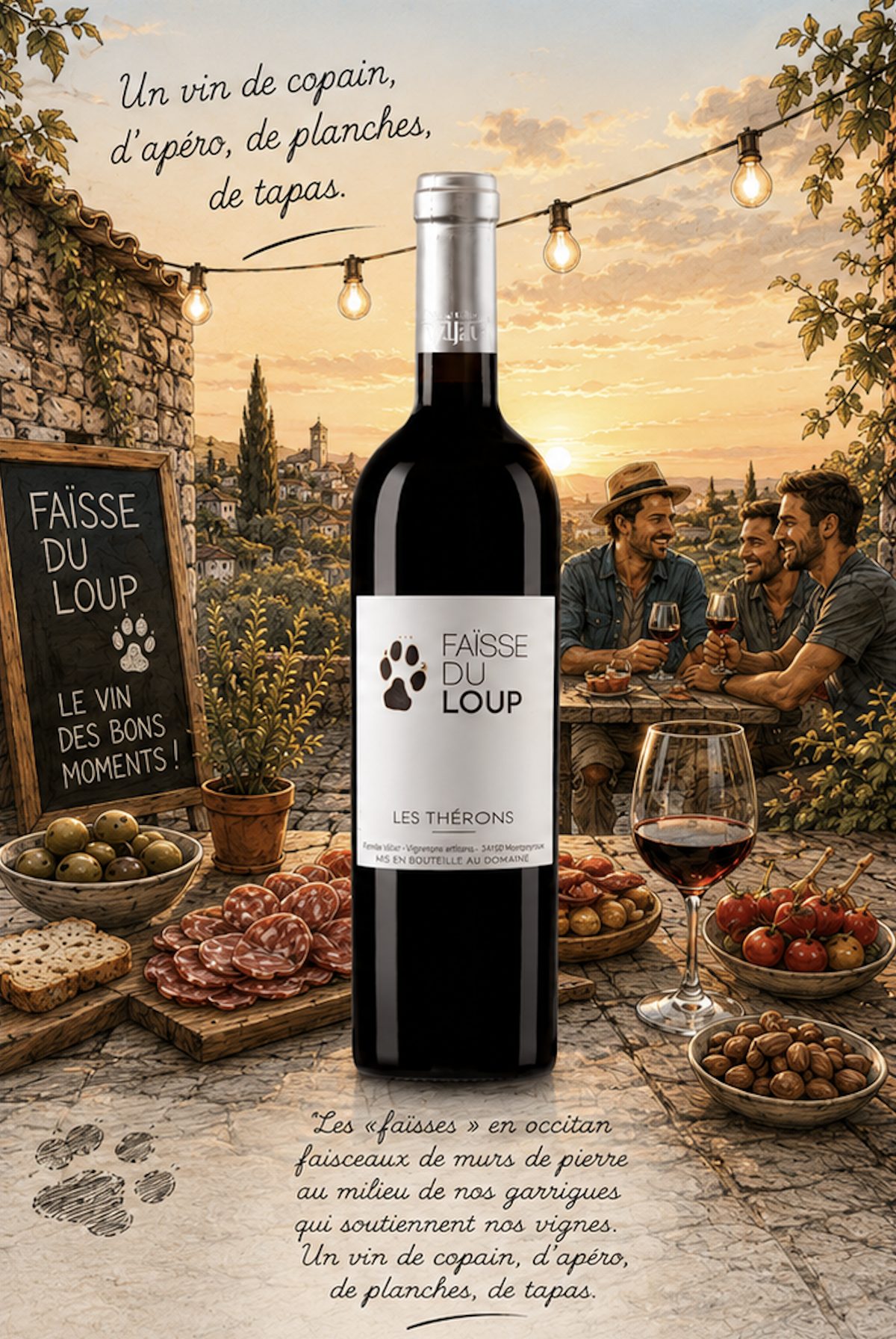Univers graphique de la cuvée Faïsse du Loup Rouge