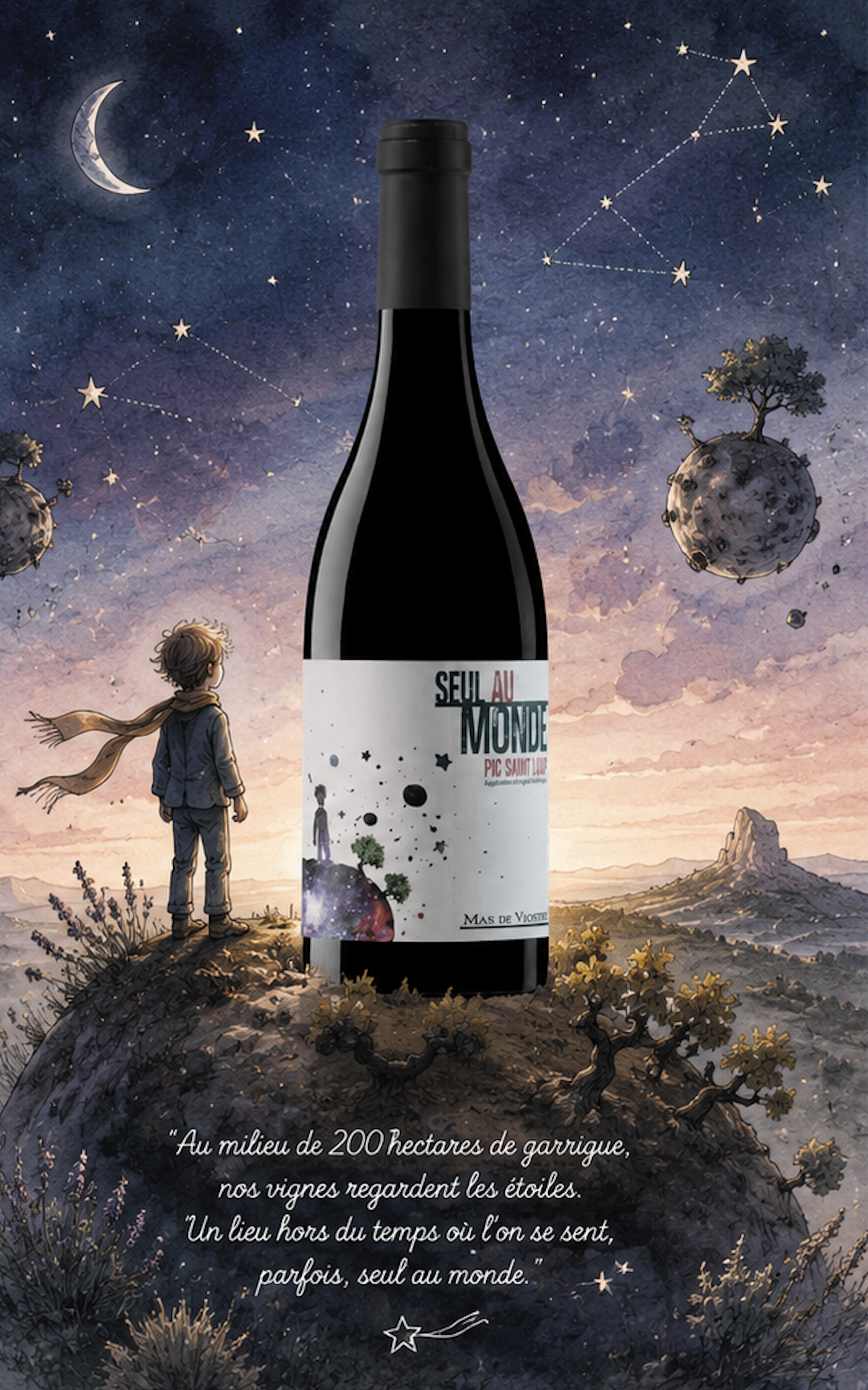 Univers graphique de la cuvée Seul au Monde