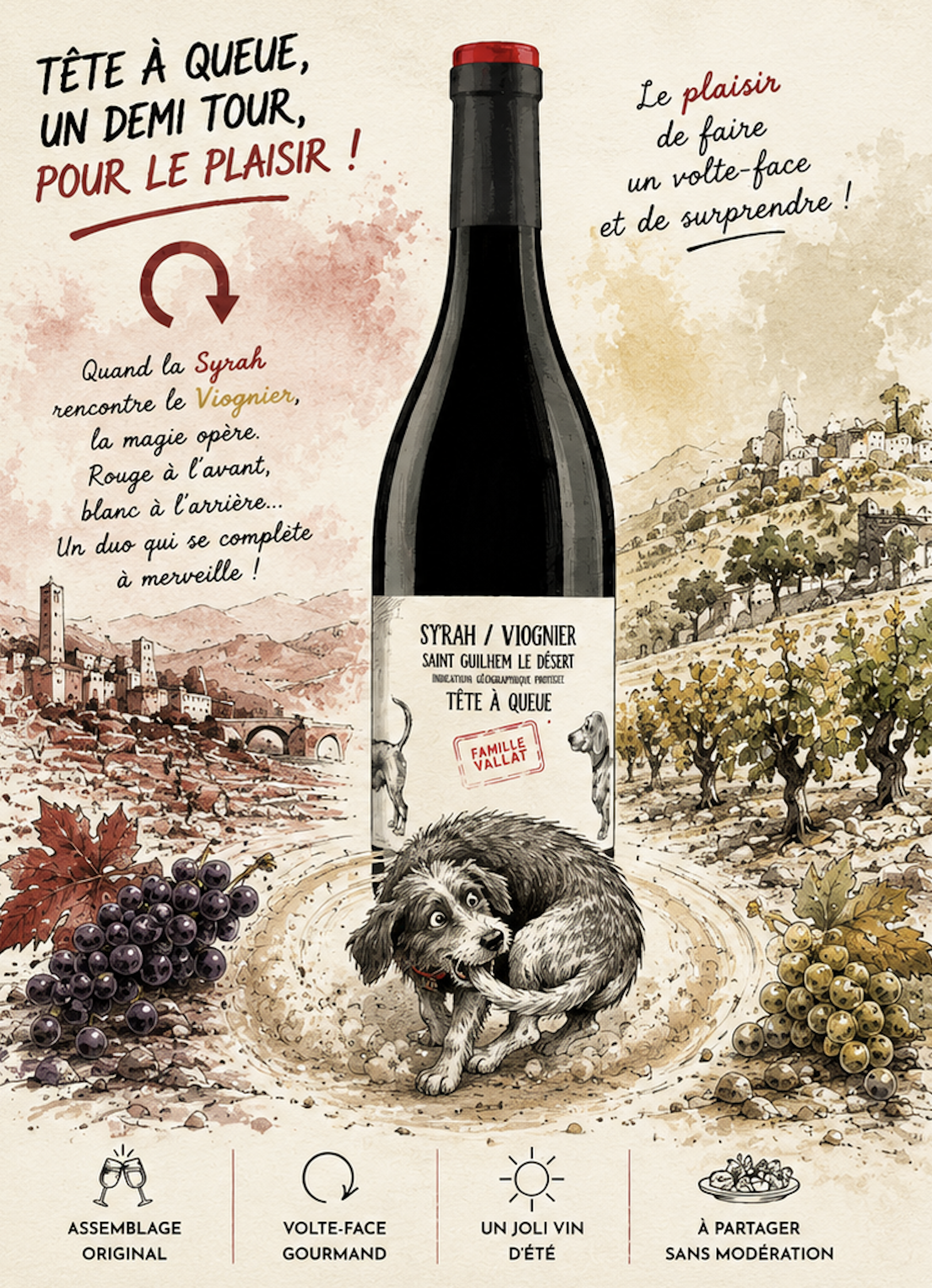 Univers graphique de la cuvée Tête à Queue