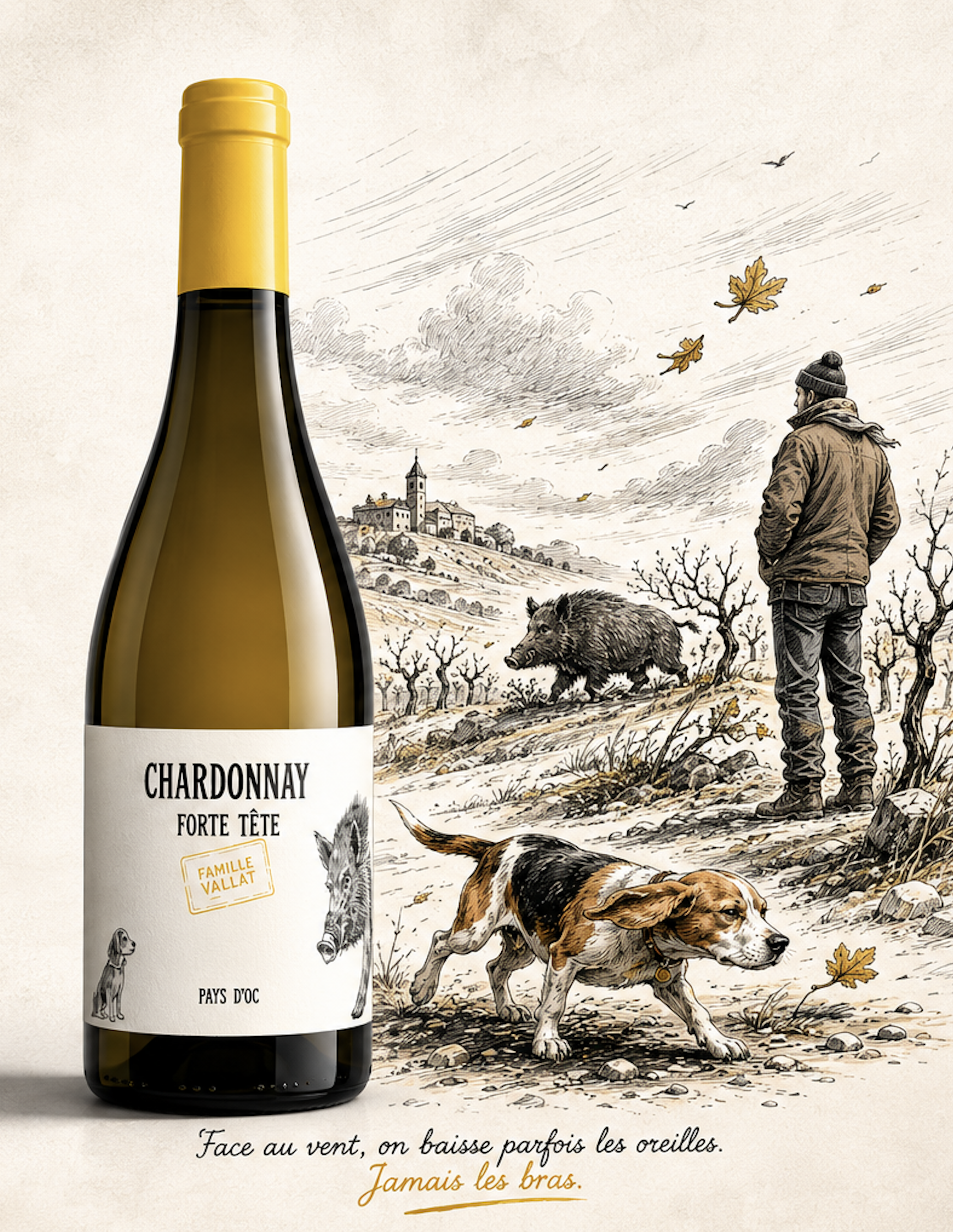 Univers graphique de la cuvée Forte Tête Chardonnay