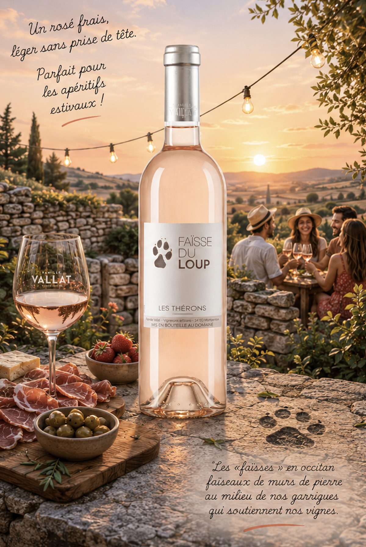 Univers graphique de la cuvée Faïsse du Loup Rosé