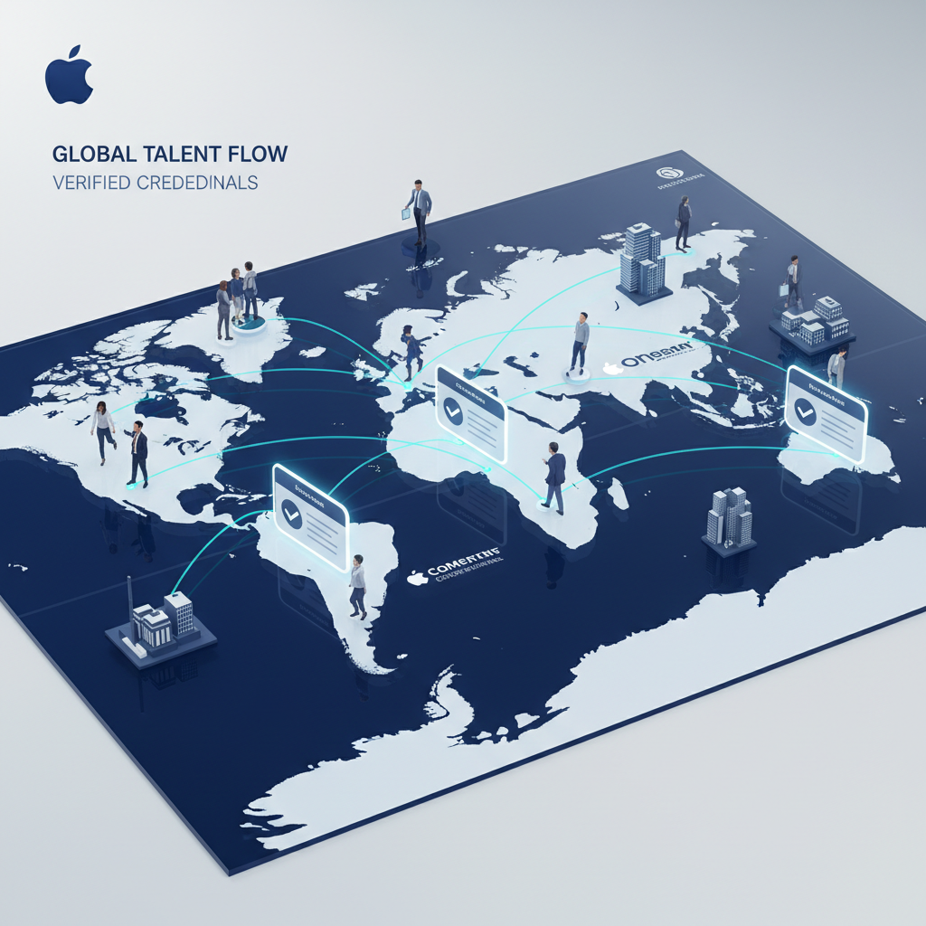 Professionals moving between local and international companies with portable credentials