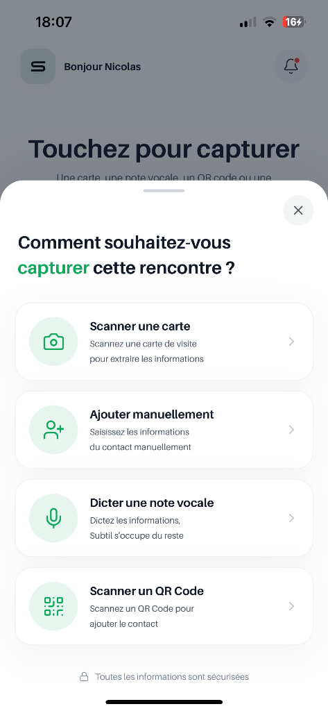 Scanner une carte de visite