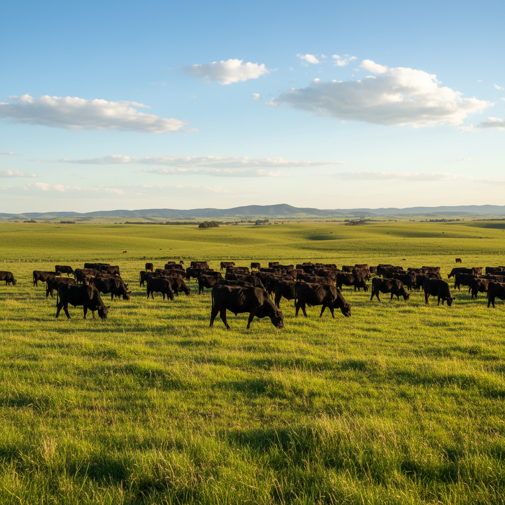 Herd of Black Angus cattle on open pasture