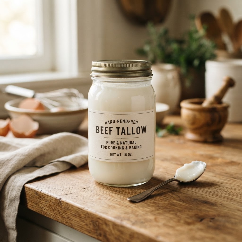100% Grass-Fed & Finished Beef Tallow (500ml jar)