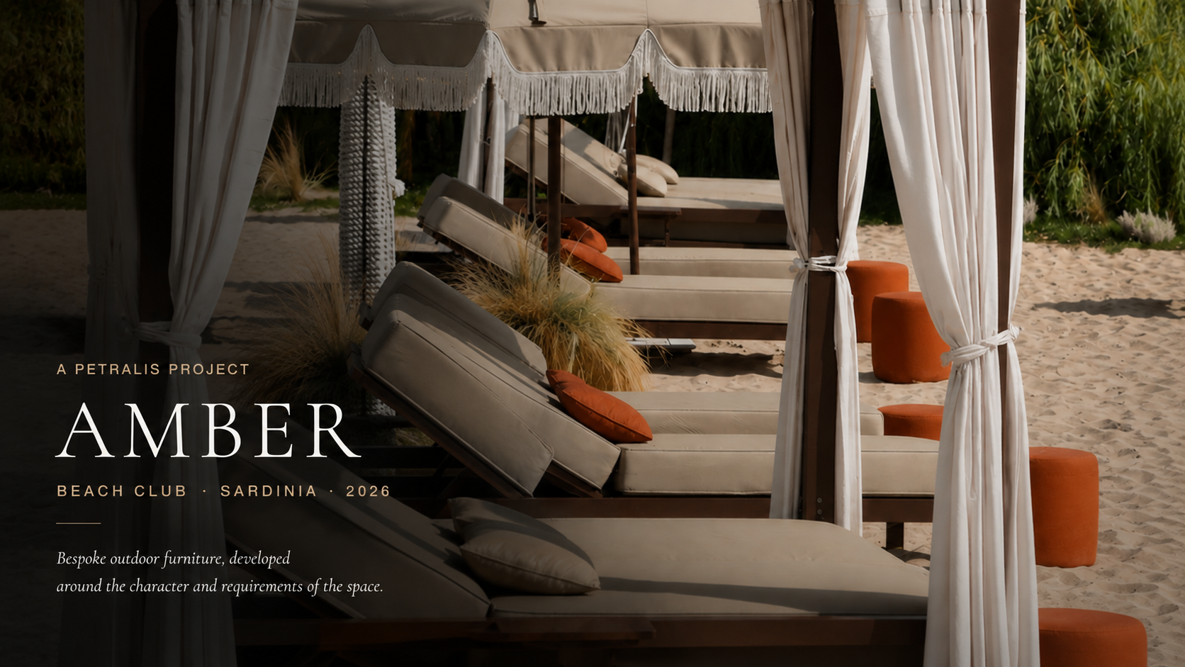 Amber Beach Club — bespoke outdoor furniture for a beach club in Sardinia by Petralis