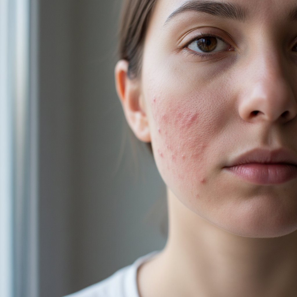 Peau avec acné avant traitement Dermapure