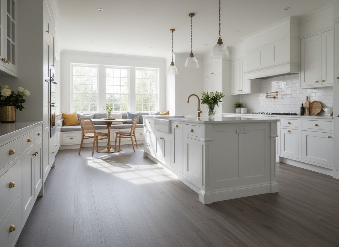 Modern kitchen with beautiful flooring