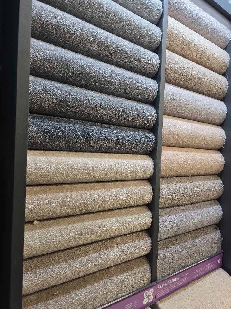 Premium thick deep-pile carpet sample in warm neutral tones