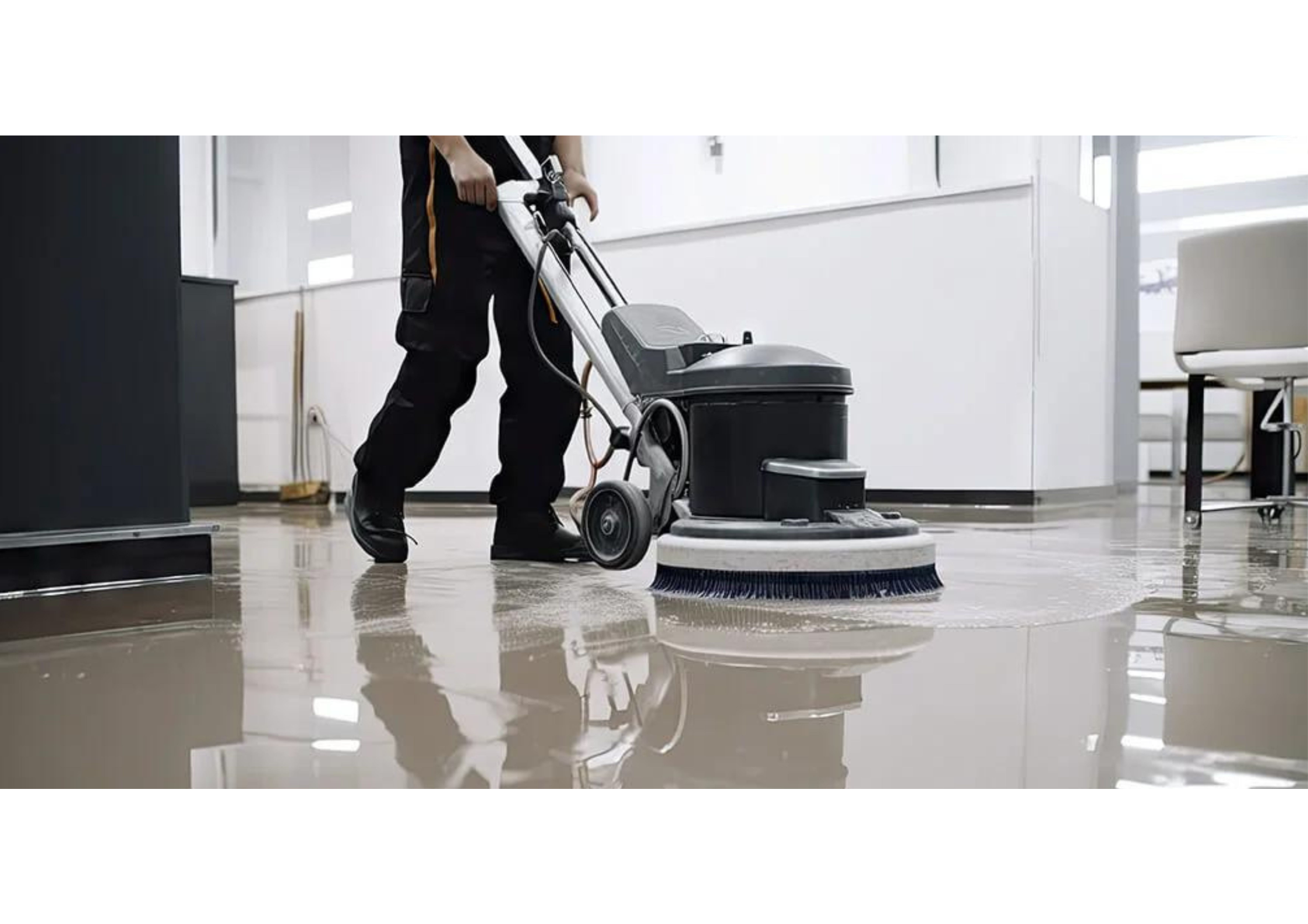 Professional property maintenance team at work on a commercial building
