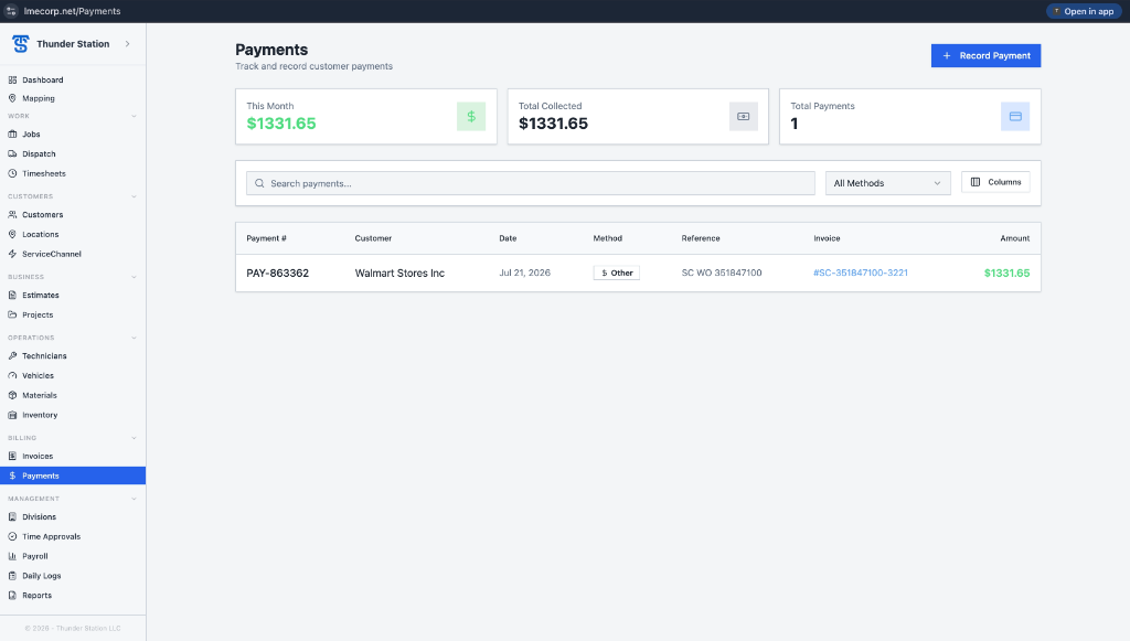 Payments — Collected, referenced and traced