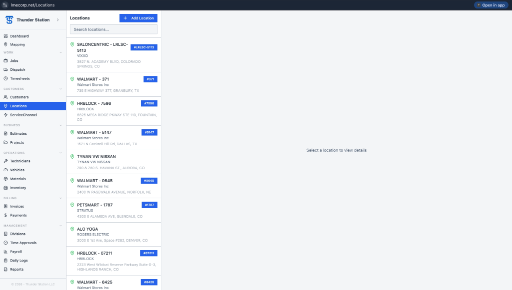 Locations — Per-site records, dynamically linked