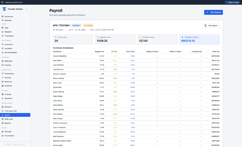 Payroll — $92K run, finalized and locked