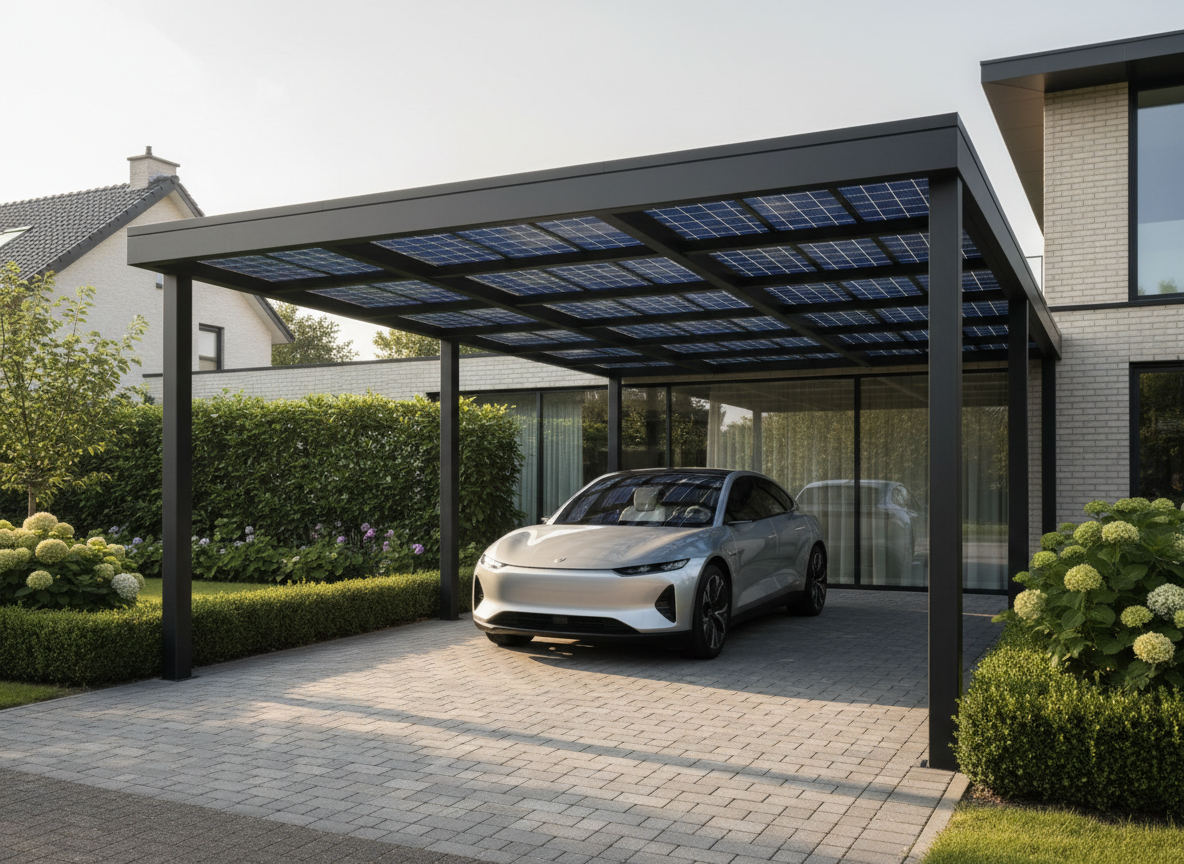 Premium overkapping met semi-transparante zonnepanelen