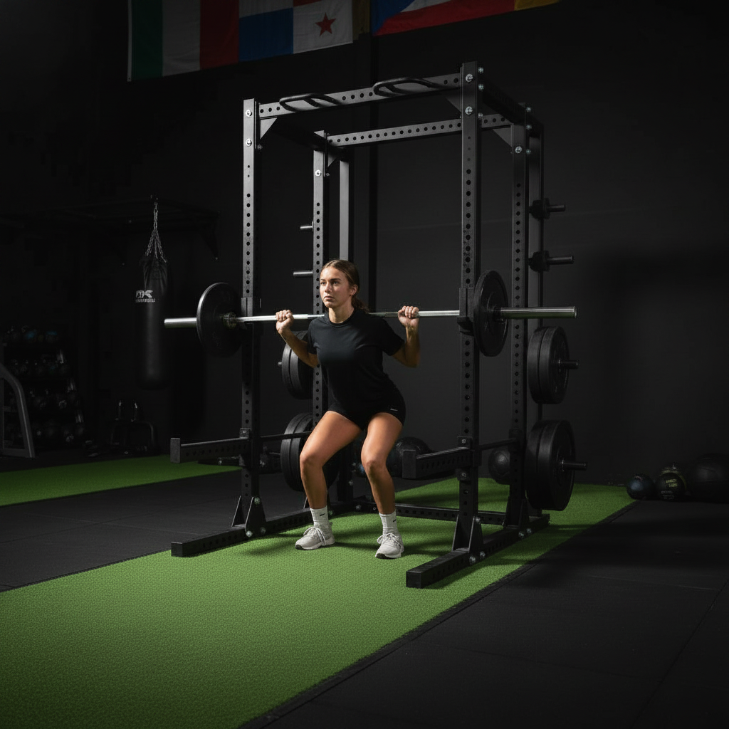 Youth athlete sprinting in training facility