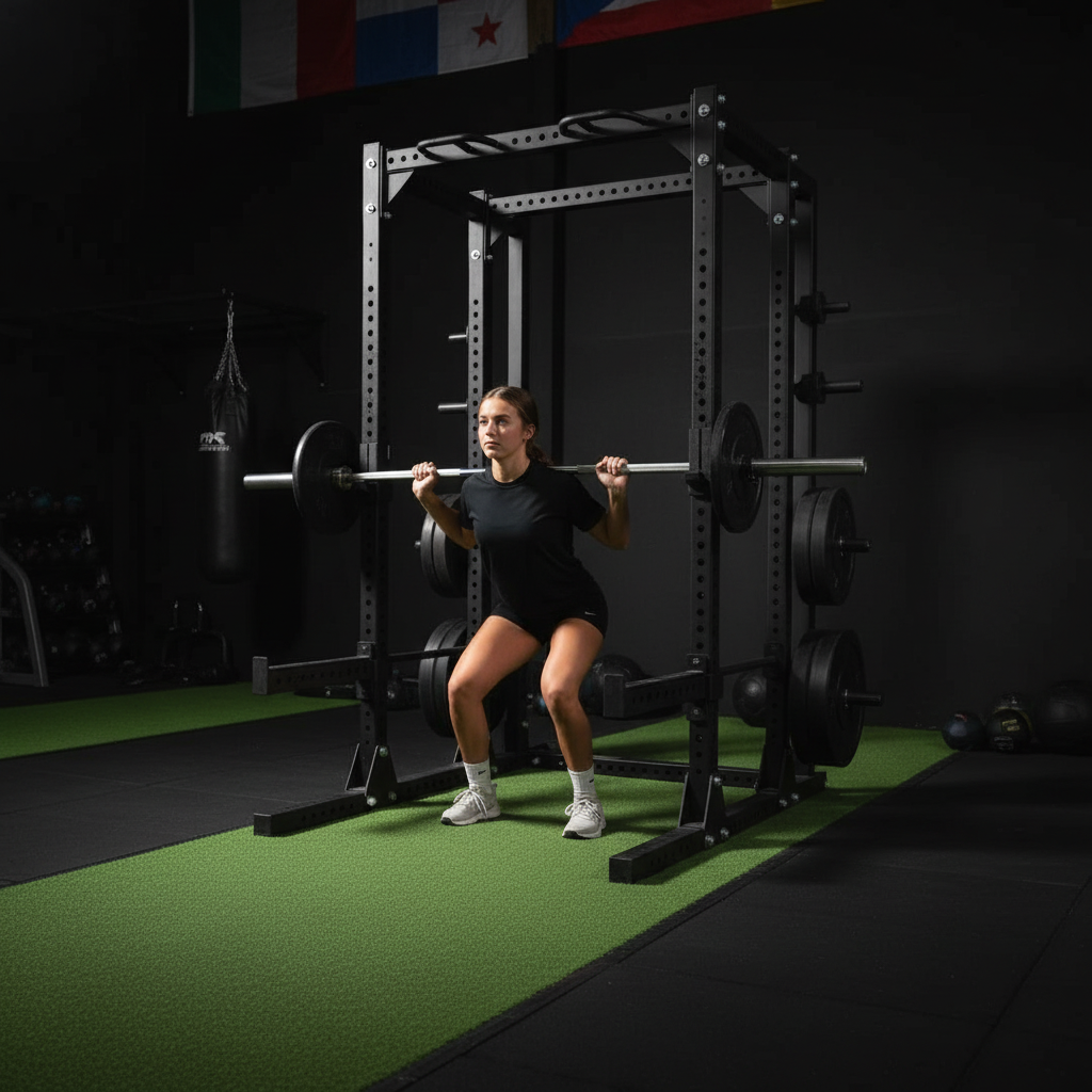 Athlete performing squats at Powerhouse Performance