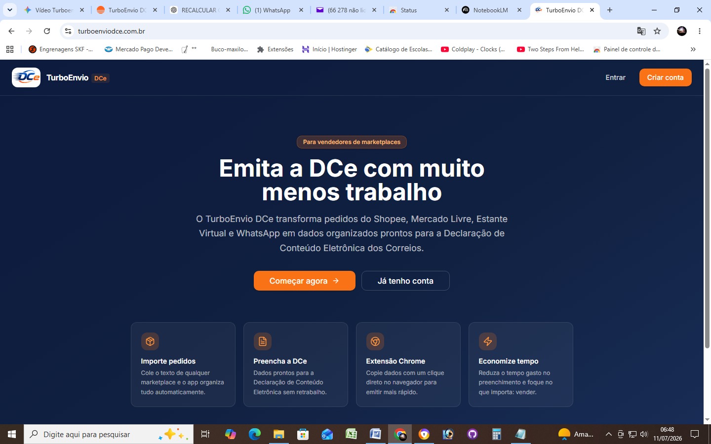 Tela inicial de acesso ao TurboEnvio DCe