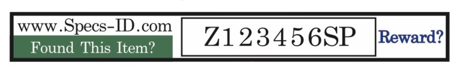 Specs ID sticker example