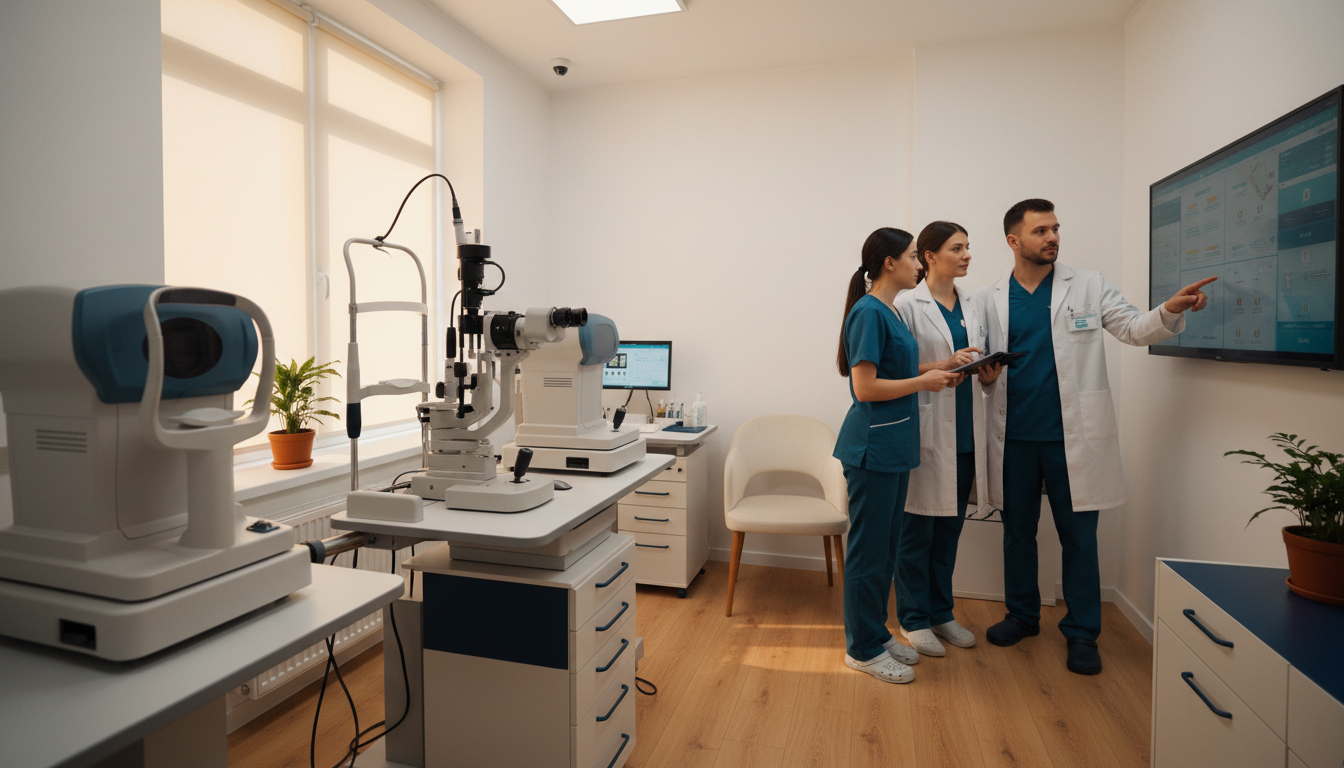 Modern ophthalmology clinic with diagnostic equipment
