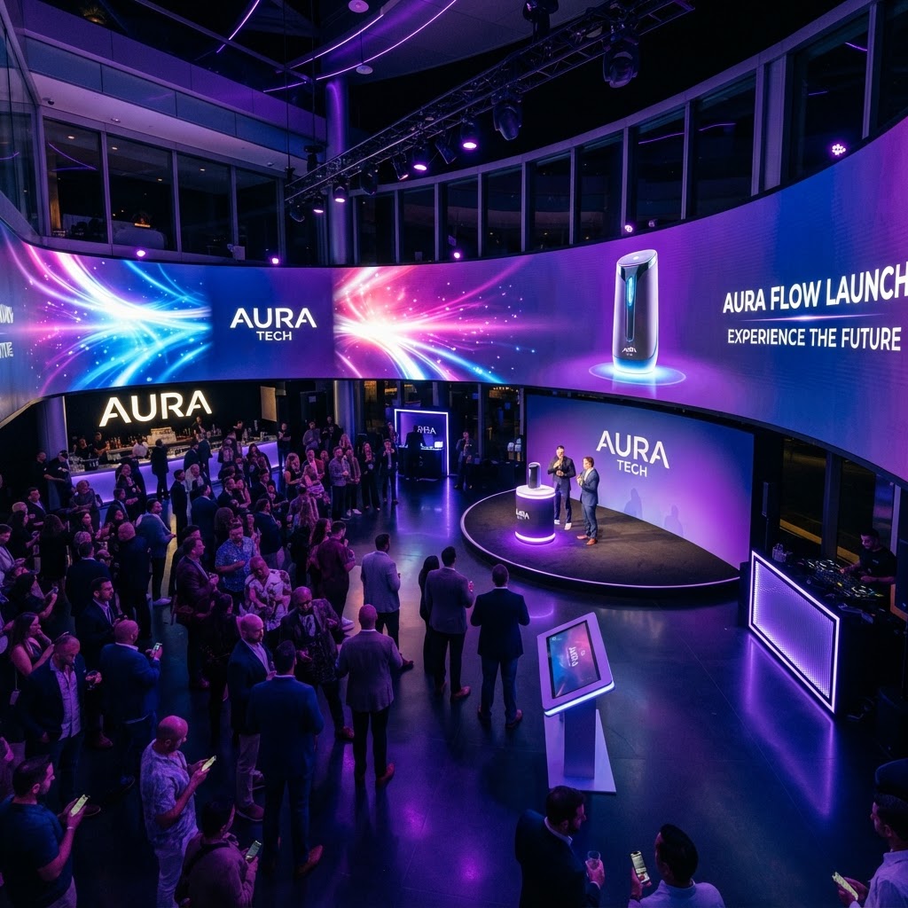 Brand activation event with curved LED display