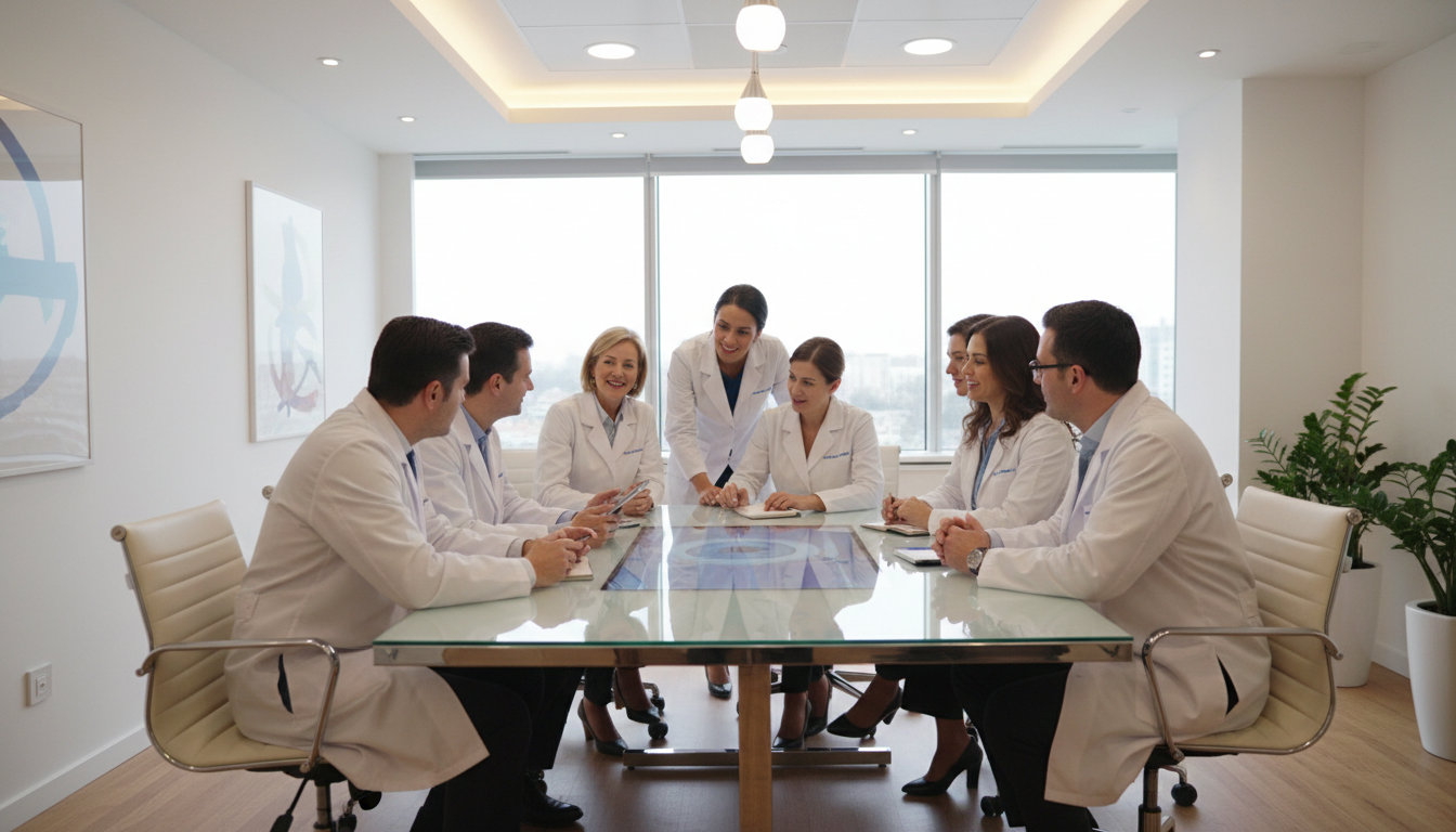 Ophthalmology team discussing improvements