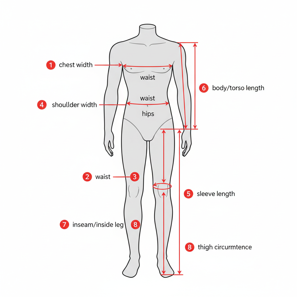 Men's tailor dummy measurement guide