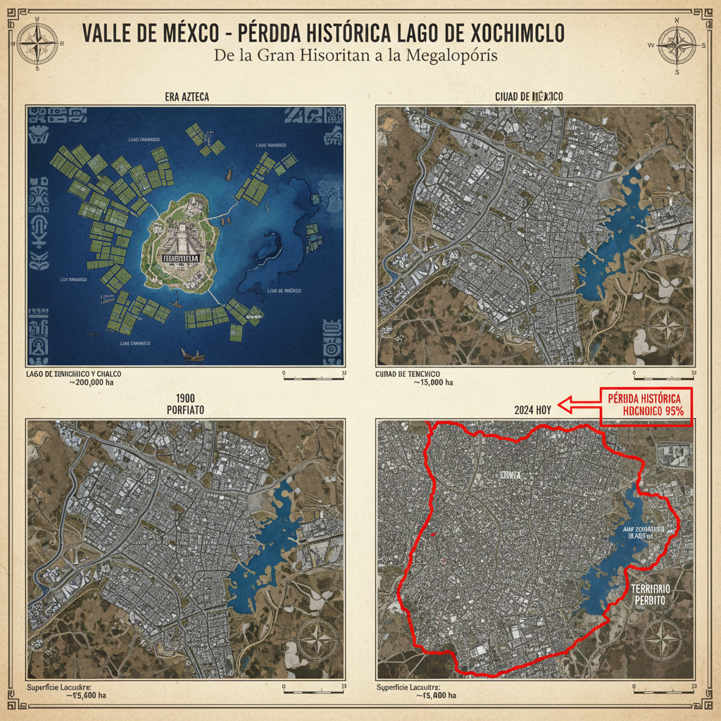 Línea del Tiempo: Pérdida del Lago de Xochimilco